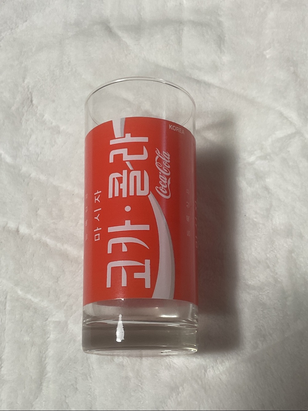 Coca Cola vintage Red and White Korean Script Tall Glass
